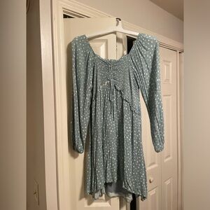Blue polka dot dress from Arula